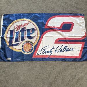 Vintage Rusty Wallace #2 Miller Lite Flag, NASCAR, 59”X33”, Banner